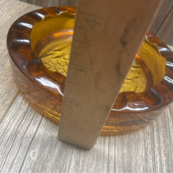 VTG Amber Glass OWl Ashtray Trinket Dish Beautiful Collectible Cabin Or Office - Picture 9 of 12